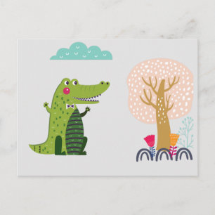 Cute Walking Alligator Postcard