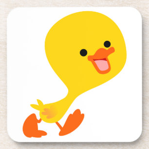 Cute Walking Cartoon Duckling Coasters Set