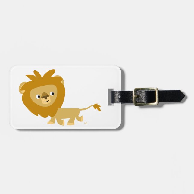 Cute Walking Cartoon Lion Luggage Tag (Front Horizontal)