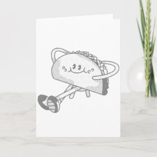 Cute Walking Green Taco Mascot Character Card