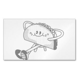 Cute Walking Green Taco Mascot Character Magnetic Business Card