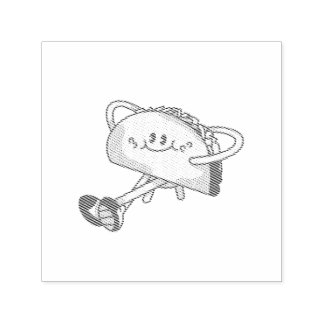 Cute Walking Green Taco Mascot Character Self-inking Stamp