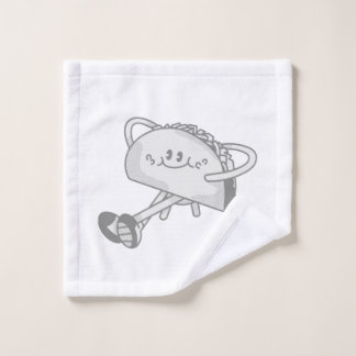 Cute Walking Green Taco Mascot Character Wash Cloth