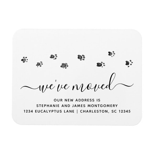 Cute Walking Paw Prints Moving New Address Magnet (Horizontal)