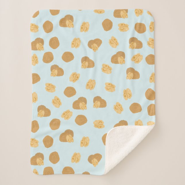Cute Walnuts Nut Pattern Sherpa Blanket (Front)