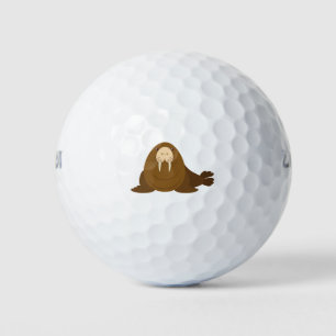 Cute walrus cartoon golf balls