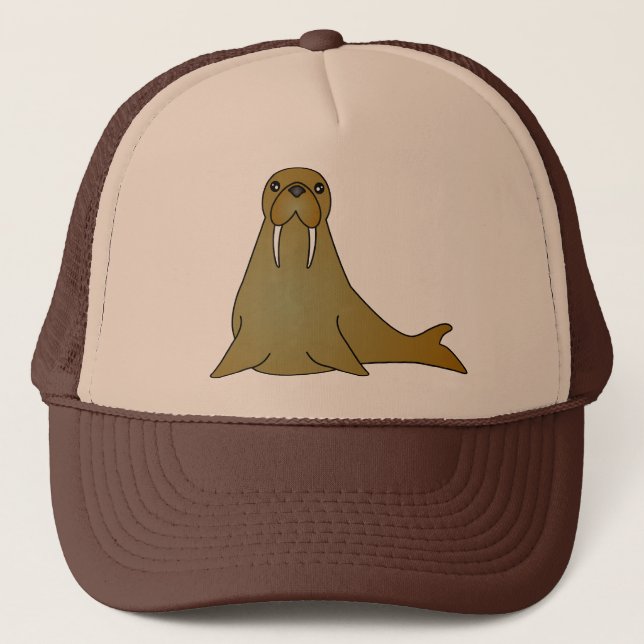 Cute Walrus Cartoon Trucker Hat (Front)