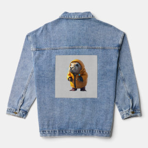 Cute Walrus in a Puffer Jacket Eating a Fish