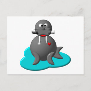 Cute Walrus in Water Postcard