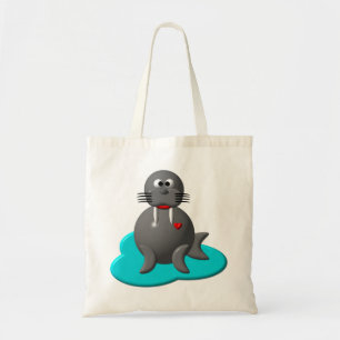 Cute walrus in water tote bag