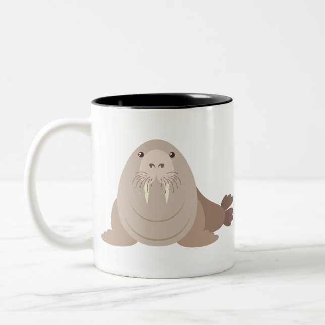 Cute walrus Two-Tone coffee mug (Left)