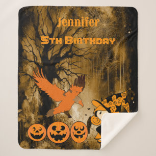 Cute Wandering Little Witch Jack Cobwebs Birthday Sherpa Blanket