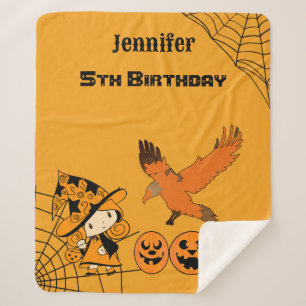 Cute Wandering Little Witch Jack Cobwebs Birthday Sherpa Blanket