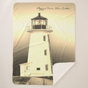 Cute Warm cosy Peggy's Cove Lighthouse Nova Scotia Sherpa Blanket
