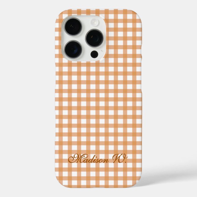 Cute Warm Orange Gingham Pattern Case-Mate iPhone Case (Back)