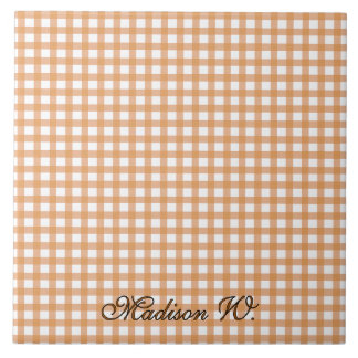 Cute Warm Orange Gingham Pattern Tile