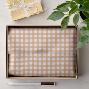 Cute Warm Orange Gingham Pattern Tissue Paper