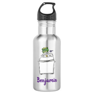 Cute washing machine laundry cartoon illustration 532 ml water bottle