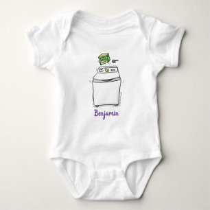 Cute washing machine laundry cartoon illustration baby bodysuit