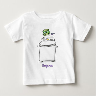 Cute washing machine laundry cartoon illustration baby T-Shirt