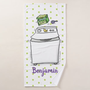 Cute washing machine laundry cartoon illustration bath towel set