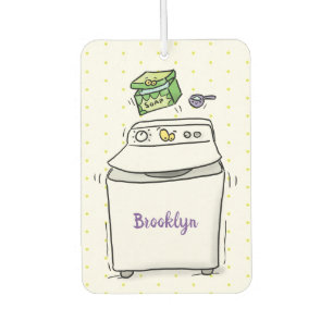 Cute washing machine laundry cartoon illustration car air freshener