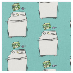 Cute washing machine laundry cartoon illustration fabric