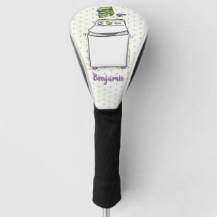 Cute washing machine laundry cartoon illustration golf head cover
