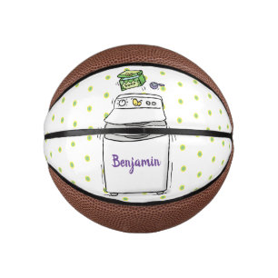 Cute washing machine laundry cartoon illustration mini basketball