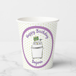Cute washing machine laundry cartoon illustration paper cups