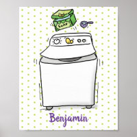 Cute washing machine laundry cartoon illustration
