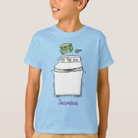 Cute washing machine laundry cartoon illustration