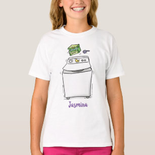 Cute washing machine laundry cartoon illustration T-Shirt