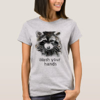 Cute Washroom Wash your Hands Racoon Animal Art