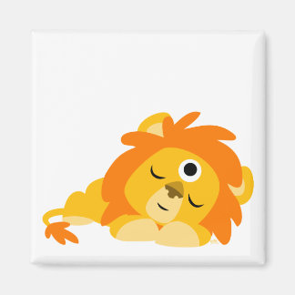Cute Watchful Cartoon Lion magnet