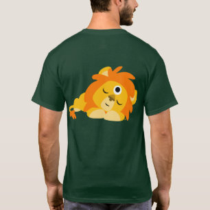 Cute Watchful Cartoon Lion T-shirt (back)