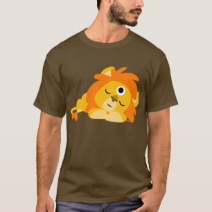 Cute Watchful Cartoon Lion T-shirt (front)