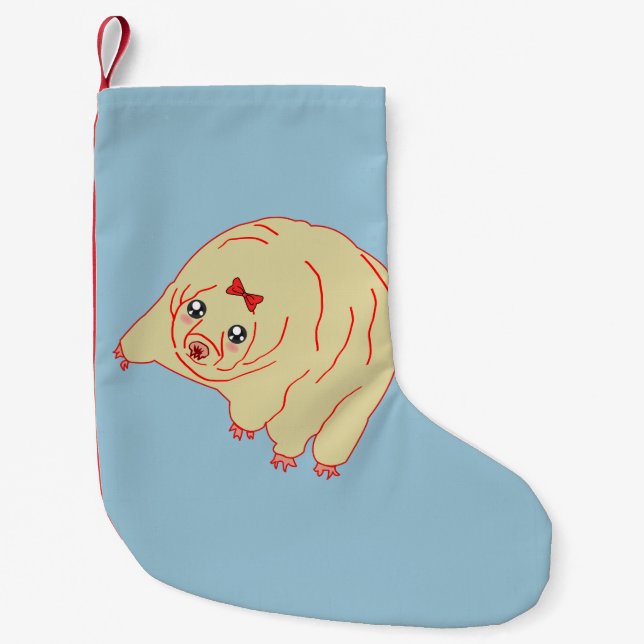 Cute Water Bear Tardigrade Anime Small Christmas Stocking (Front)