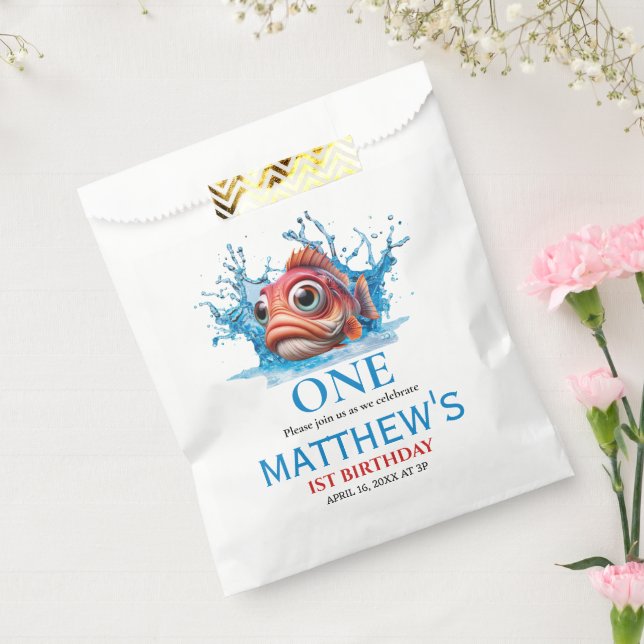 Cute Water Blue Fish 1st Birthday Favour Bags (Sealed)