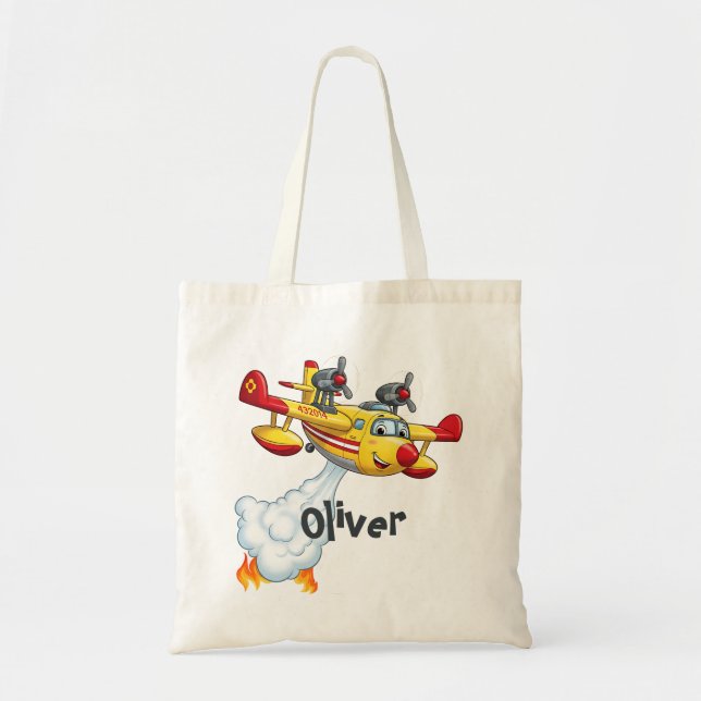 Cute Water Bomber Aircraft - Fireplane Tote Bag (Front)
