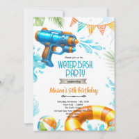 Cute water gun theme invitation