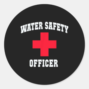 Cute Water Safety Officer Beach Scu Swim Trip Beac Classic Round Sticker