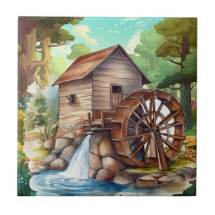 cute water wheel Country Tile
