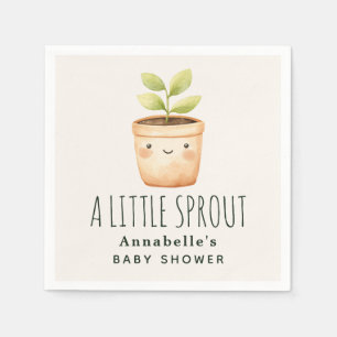Cute Watercolor A Little Sprout Baby shower Napkin