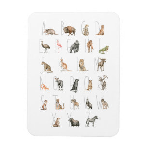 Cute Watercolor Animal Alphabet Magnet