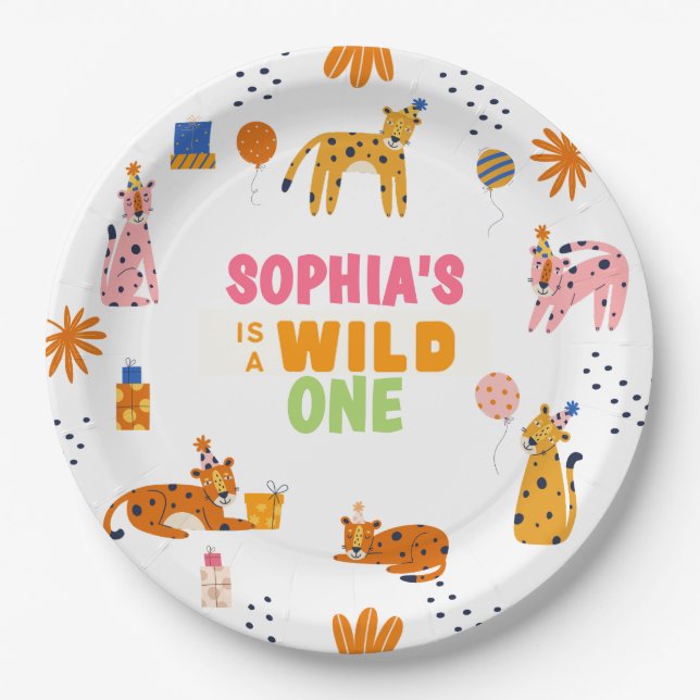 Cute Watercolor animals Wild one Paper Napkin Paper Plate (Front)