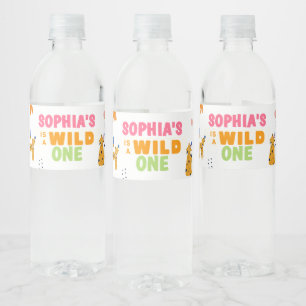 Cute Watercolor animals Wild one Paper Napkin Water Bottle Label