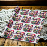 Cute Watercolor Anime Elves Christmas Wrapping Paper<br><div class="desc">Cute red,  green and white anime Christmas elves with Santa hats whimsical holiday wrapping paper.</div>