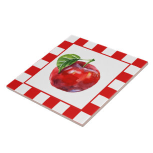 Cute watercolor apple kitchen tile