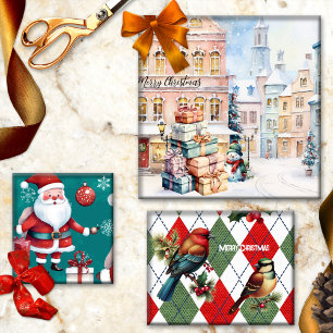 Cute Watercolor Artistic Christmas Wrapping Paper Sheet